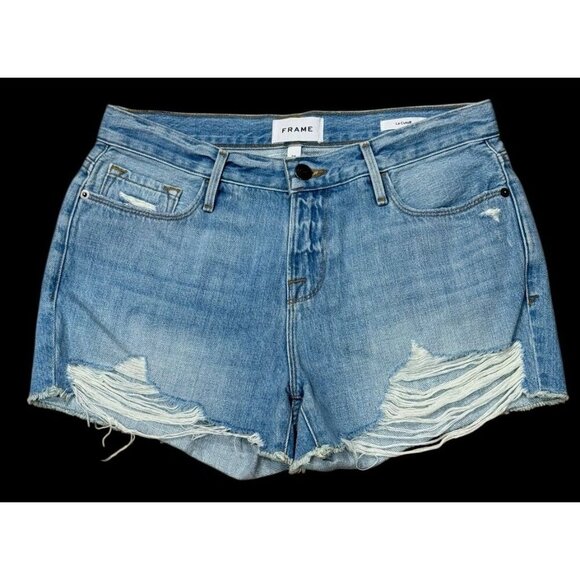 Frame Sz 26 Jean Shorts Le Cutoff Fullerrah blue denim distressed - Picture 1 of 6